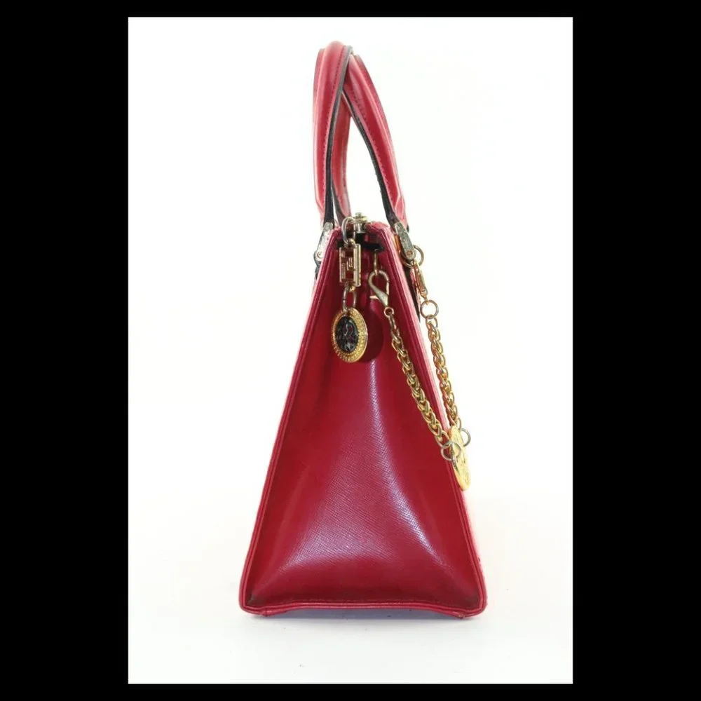 Versace Red Leather Charm Tote 5VER1214K